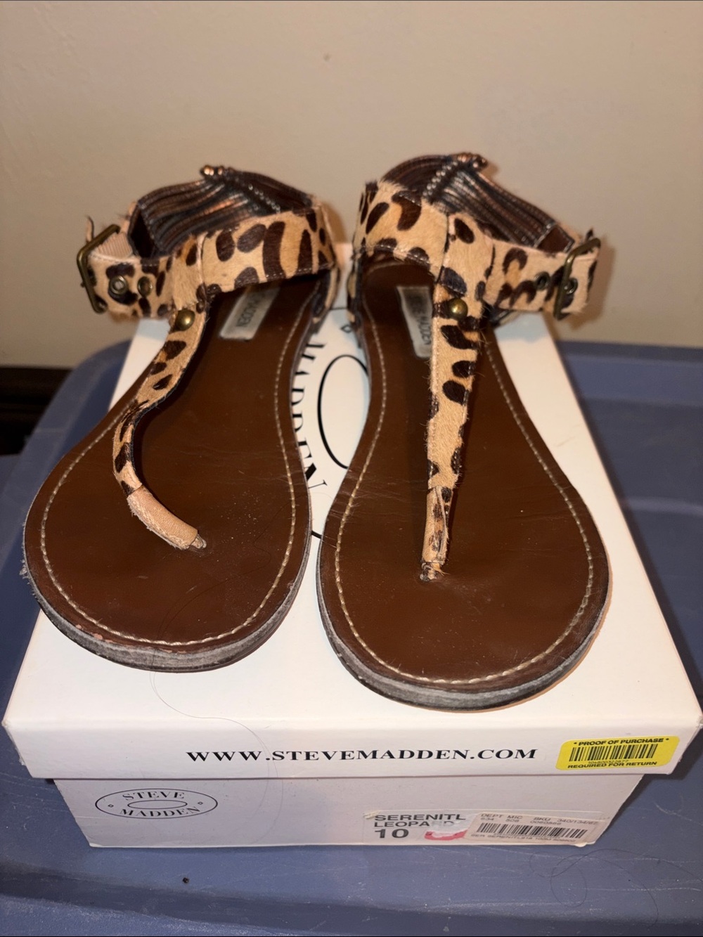 Steve Madden Leopard-Print T-Strap Sandals - Brown & Tan